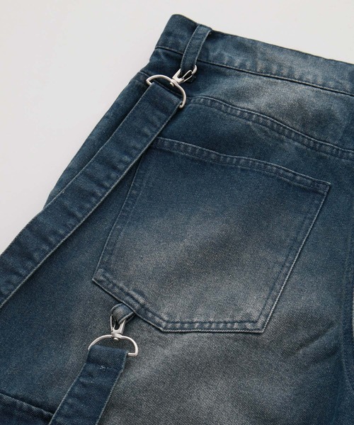 vintage used デザイン　パンツ SERACE】Vintage design suspenders cargo denim pants