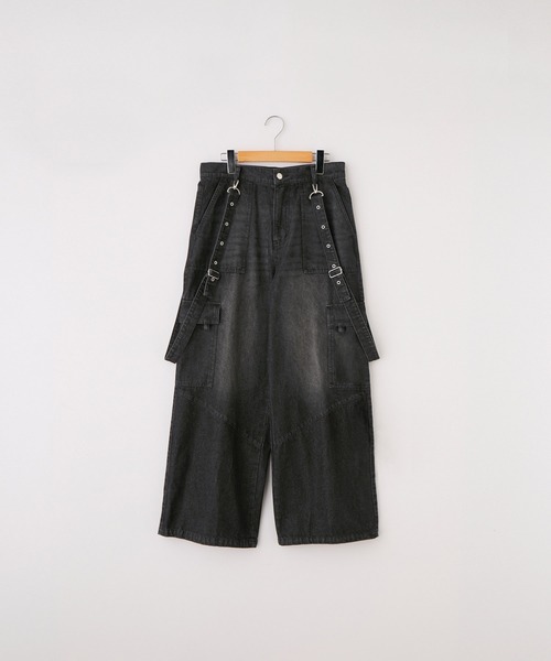 SERACE】Vintage design suspenders cargo denim pants