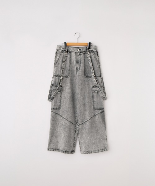 SERACE】Vintage design suspenders cargo denim pants