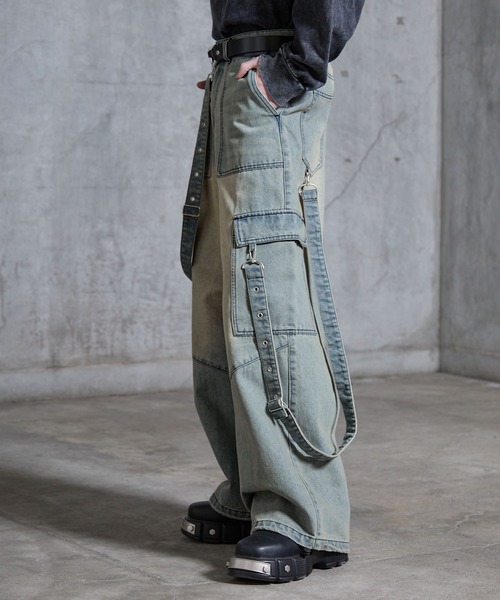 SERACE（セラス）の「【SERACE】Vintage design suspenders cargo denim pants / ヴィンテージデザインサスペンダーカーゴデニムパンツ（カーゴパンツ・メンズ・インディゴブルー/ブラック/ライトグレー/サックスブルー・L/M/S）」の12枚目の写真