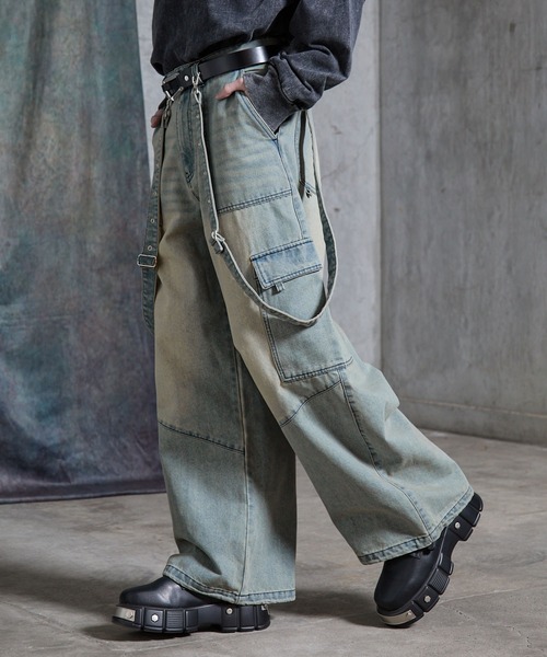 SERACE（セラス）の「【SERACE】Vintage design suspenders cargo denim pants / ヴィンテージデザインサスペンダーカーゴデニムパンツ（カーゴパンツ・メンズ・インディゴブルー/ブラック/ライトグレー/サックスブルー・L/M/S）」の16枚目の写真