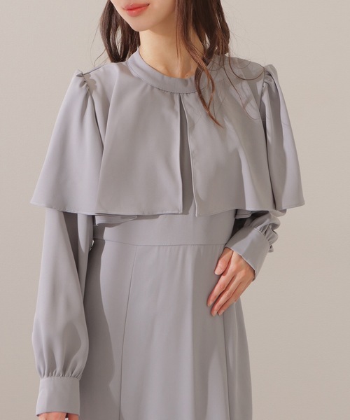 Lace Ladies（レースレディース）の「ケープカラー ボウタイ付き ロング ブラウス ワンピース（ワンピース・レディース・アイボリー/ブルーグレー/ブラック・FREE/S）」の11枚目の写真