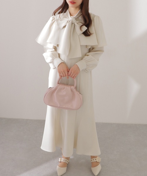 Lace Ladies（レースレディース）の「ケープカラー ボウタイ付き ロング ブラウス ワンピース（ワンピース・レディース・アイボリー/ブルーグレー/ブラック・FREE/S）」の16枚目の写真