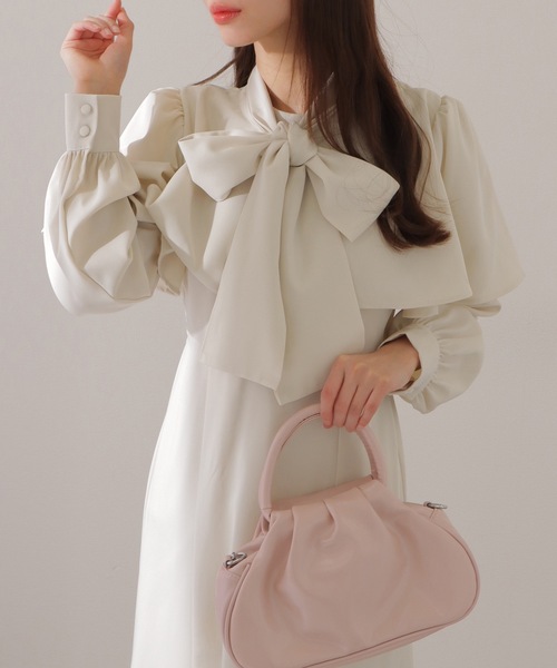 Lace Ladies（レースレディース）の「ケープカラー ボウタイ付き ロング ブラウス ワンピース（ワンピース・レディース・アイボリー/ブルーグレー/ブラック・FREE/S）」の19枚目の写真