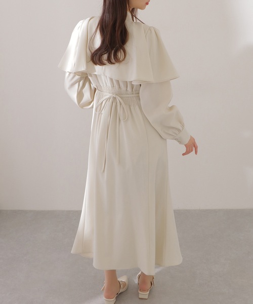 Lace Ladies（レースレディース）の「ケープカラー ボウタイ付き ロング ブラウス ワンピース（ワンピース・レディース・アイボリー/ブルーグレー/ブラック・FREE/S）」の20枚目の写真