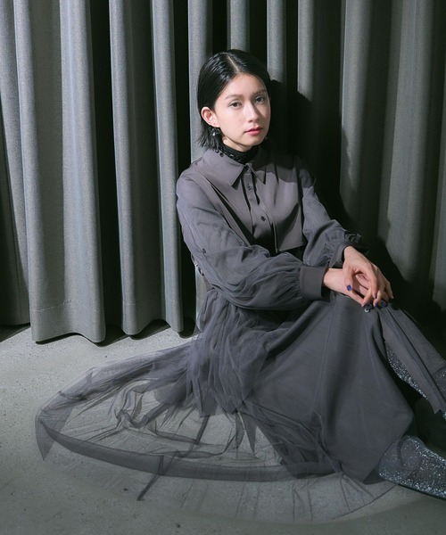 オケージョン/セレモニー/結婚式】シアープリーツティアードワンピース