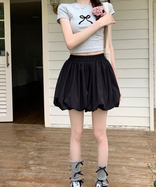 SHEPP(シープ)の「バルーンボリュームスカパン(スカート・レディース・ホワイト/ブラック・S/M/L)」の5枚目の写真