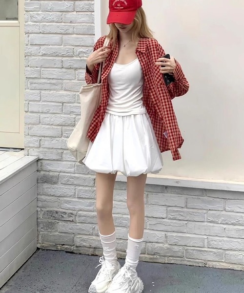 SHEPP(シープ)の「バルーンボリュームスカパン(スカート・レディース・ホワイト/ブラック・S/M/L)」の13枚目の写真