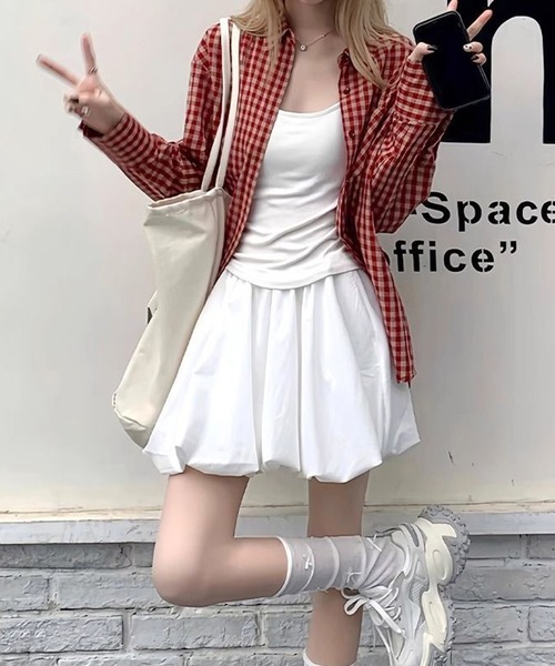 SHEPP(シープ)の「バルーンボリュームスカパン(スカート・レディース・ホワイト/ブラック・S/M/L)」の22枚目の写真