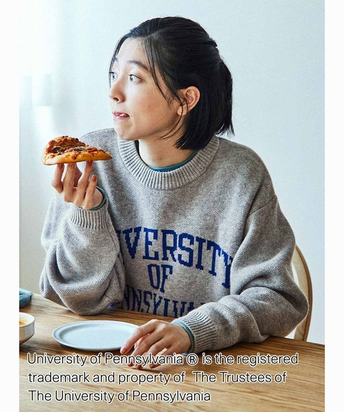 THREE FIFTY STANDARD(スリーフィフティースタンダード)の「THREE FIFTY STANDARD 別注カレッジロゴセーター(ニット/セーター・レディース・杢グレー/ブラック・L/M/3L/LL)」の5枚目の写真