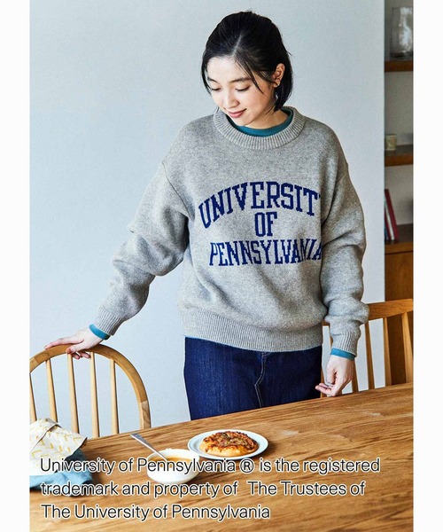 THREE FIFTY STANDARD(スリーフィフティースタンダード)の「THREE FIFTY STANDARD 別注カレッジロゴセーター(ニット/セーター・レディース・杢グレー/ブラック・L/M/3L/LL)」の4枚目の写真