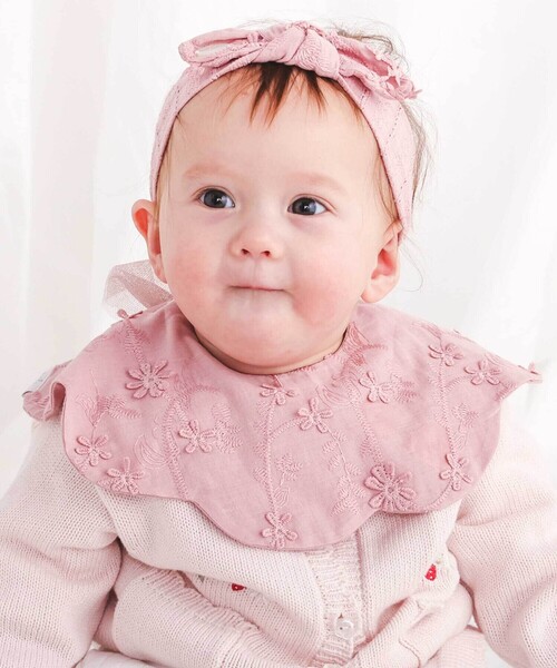 SLAP SLIP BABY（スラップスリップベビー）の「【お揃い】バックリボンスカラップレーススタイベビー（スタイ/よだれかけ・キッズ・ピンク/ホワイト/イエロー・FREE）」の4枚目の写真