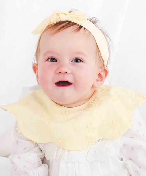 SLAP SLIP BABY（スラップスリップベビー）の「【お揃い】バックリボンスカラップレーススタイベビー（スタイ/よだれかけ・キッズ・ピンク/ホワイト/イエロー・FREE）」の16枚目の写真