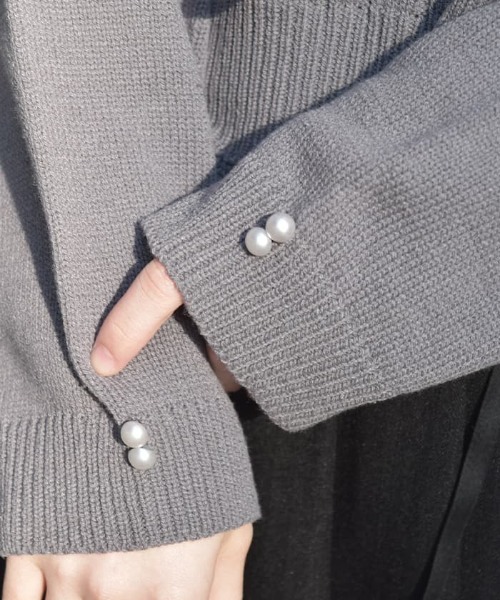 axes femme(アクシーズファム)の「レースアップニットプルオーバー(ニット/セーター・レディース・キナリ/チャコール/ピンク・FREE)」の7枚目の写真