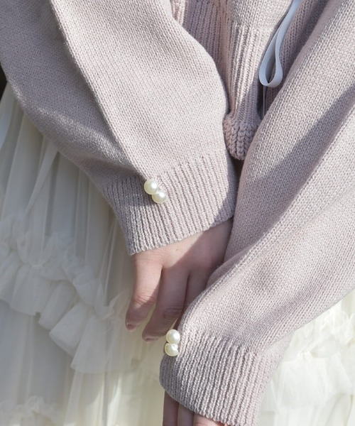 axes femme(アクシーズファム)の「レースアップニットプルオーバー(ニット/セーター・レディース・キナリ/チャコール/ピンク・FREE)」の9枚目の写真