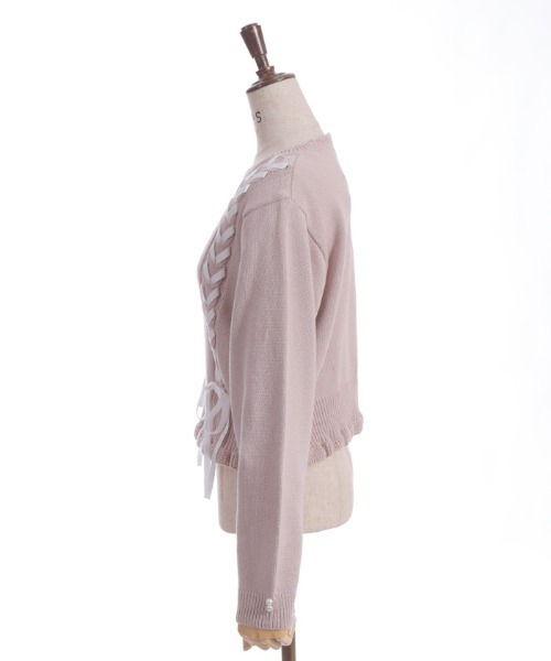 axes femme(アクシーズファム)の「レースアップニットプルオーバー(ニット/セーター・レディース・キナリ/チャコール/ピンク・FREE)」の12枚目の写真