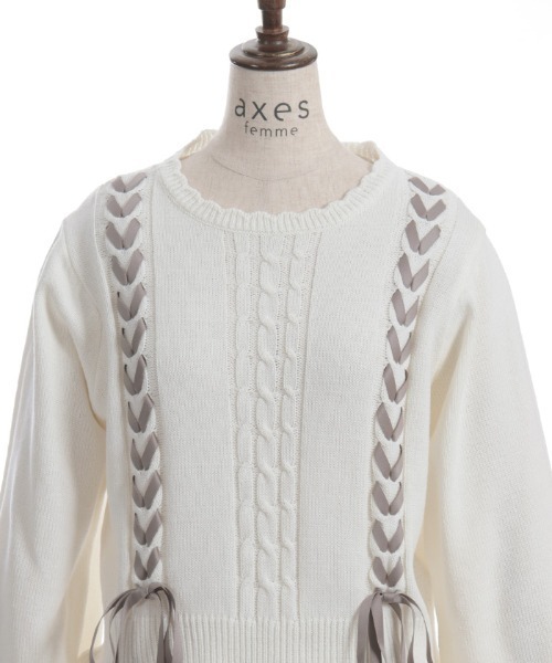 axes femme(アクシーズファム)の「レースアップニットプルオーバー(ニット/セーター・レディース・キナリ/チャコール/ピンク・FREE)」の22枚目の写真
