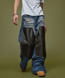 13oz double knee design faded baggy denim / 13ozダブルニーデザインフェードバギーデニム