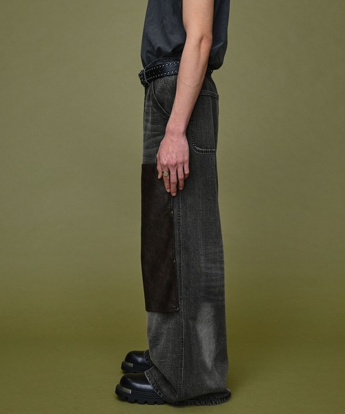 Nebula Fusion（ネビュラフュージョン）の「13oz double knee design faded baggy denim / 13ozダブルニーデザインフェードバギーデニム（デニムパンツ・メンズ・ブラック/ブルー・L/M）」の22枚目の写真