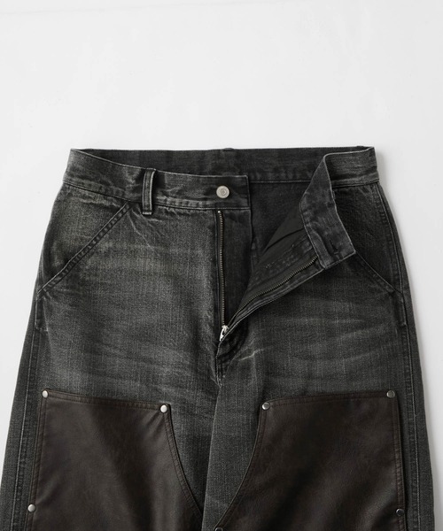 今期 zara double knee 30 ブラック ダブルニーパンツ デニム