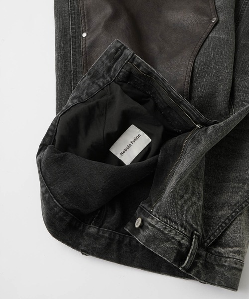 Nebula Fusion（ネビュラフュージョン）の「13oz double knee design faded baggy denim / 13ozダブルニーデザインフェードバギーデニム（デニムパンツ・メンズ・ブラック/ブルー・L/M）」の3枚目の写真