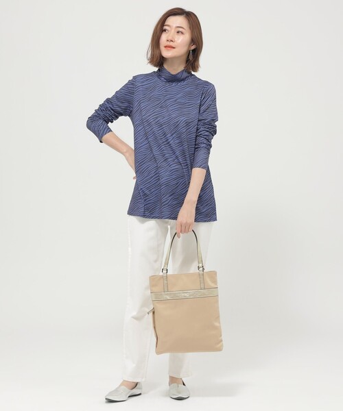 tシャツ 「ウォッシャブル」ゼブラプリントハイネックカットソー レディース セール】【ウォッシャブル】ゼブラプリントハイネックカットソー