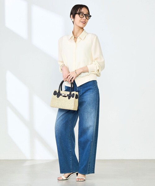 NOLLEY’S(ノーリーズ)の「カフス裾リブシフォンシャツ(シャツ/ブラウス・レディース・ブラック/オフホワイト/ミント・38)」の6枚目の写真