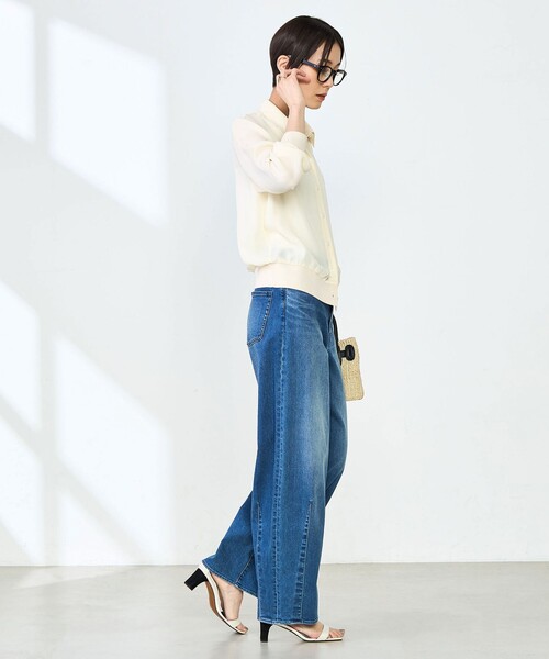 NOLLEY’S(ノーリーズ)の「カフス裾リブシフォンシャツ(シャツ/ブラウス・レディース・ブラック/オフホワイト/ミント・38)」の7枚目の写真