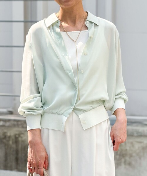 NOLLEY’S(ノーリーズ)の「カフス裾リブシフォンシャツ(シャツ/ブラウス・レディース・ブラック/オフホワイト/ミント・38)」の14枚目の写真