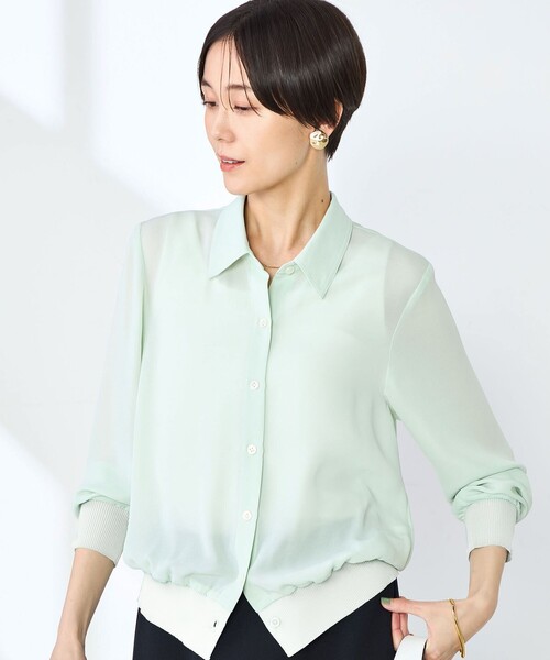 NOLLEY’S(ノーリーズ)の「カフス裾リブシフォンシャツ(シャツ/ブラウス・レディース・ブラック/オフホワイト/ミント・38)」の21枚目の写真