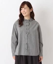 綿麻前開きブラウス
