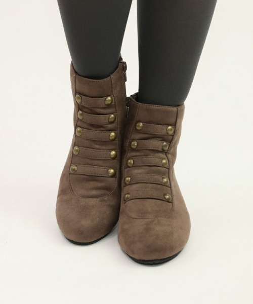 an another angelus（アンアナザーアンジェラス）の「ローヒールナポレオンブーツ（ブーツ・レディース・モカ/ブラック・L/M/S）」の2枚目の写真