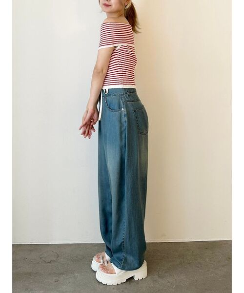 CALNAMUR(カルナムール)の「LAYERED LOOSE DENIM/レイヤードルーズデニム(デニムパンツ・レディース・ライトブルー/インディゴブルー・MEDIUM/SMALL)」の7枚目の写真
