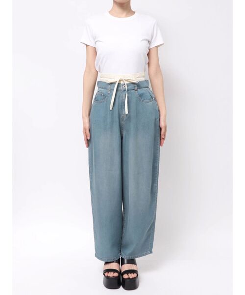 CALNAMUR(カルナムール)の「LAYERED LOOSE DENIM/レイヤードルーズデニム(デニムパンツ・レディース・ライトブルー/インディゴブルー・MEDIUM/SMALL)」の21枚目の写真
