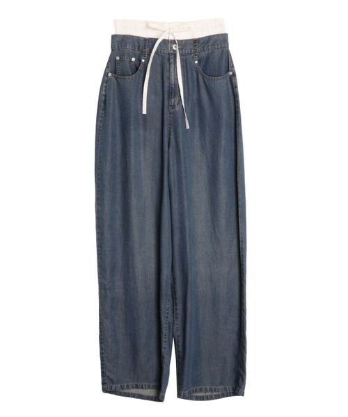 CALNAMUR(カルナムール)の「LAYERED LOOSE DENIM/レイヤードルーズデニム(デニムパンツ・レディース・ライトブルー/インディゴブルー・MEDIUM/SMALL)」の2枚目の写真