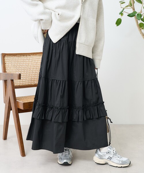 FREAK'S STORE（フリークスストア）の「フリルティアードスカート（スカート・レディース・ブラック/オフホワイト・ﾌﾘ-）」の2枚目の写真