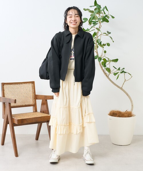 FREAK'S STORE（フリークスストア）の「フリルティアードスカート（スカート・レディース・ブラック/オフホワイト・ﾌﾘ-）」の8枚目の写真