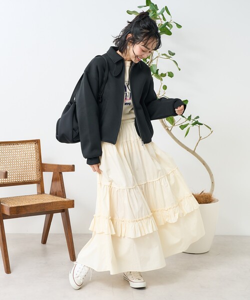 FREAK'S STORE（フリークスストア）の「フリルティアードスカート（スカート・レディース・ブラック/オフホワイト・ﾌﾘ-）」の3枚目の写真