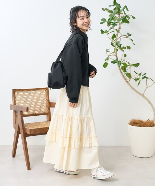 FREAK'S STORE（フリークスストア）の「フリルティアードスカート（スカート・レディース・ブラック/オフホワイト・ﾌﾘ-）」の5枚目の写真