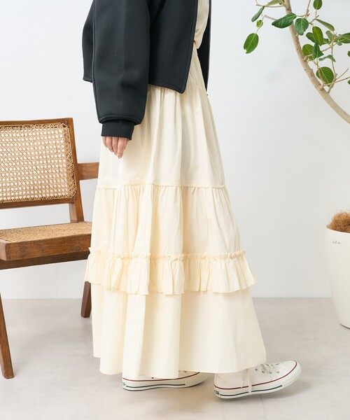 FREAK'S STORE（フリークスストア）の「フリルティアードスカート（スカート・レディース・ブラック/オフホワイト・ﾌﾘ-）」の7枚目の写真