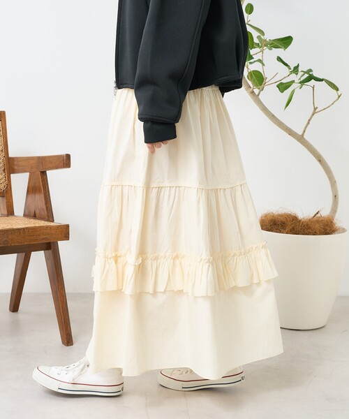 FREAK'S STORE（フリークスストア）の「フリルティアードスカート（スカート・レディース・ブラック/オフホワイト・ﾌﾘ-）」の10枚目の写真