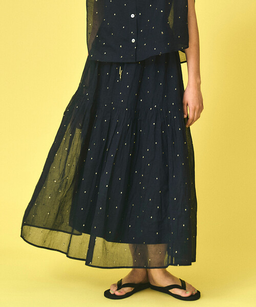 Bshop(ビショップ)の「INDIA INDUSTRY | コットンオーガンジー 刺繍ギャザースカート WOMEN(スカート・レディース・ブルー系その他5/ホワイト系その他5・1)」の9枚目の写真