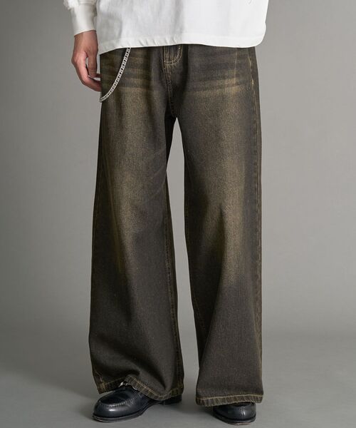 CRAFT STANDARD BOUTIQUE(クラフトスタンダードブティック)の「【WEB限定】オーバーダイデニムバギーパンツ(デニムパンツ・メンズ・ネイビー/ブラック・XL/L/M)」の2枚目の写真