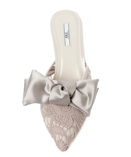 R&E(アールアンドイー)の「【25SS新作】【R&E】リボン付きコットンレースミュールパンプス(パンプス・レディース・ブラック/グレー/アイボリー・LL/S/M/L)」の13枚目の写真