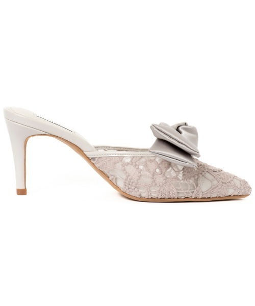 R&E(アールアンドイー)の「【25SS新作】【R&E】リボン付きコットンレースミュールパンプス(パンプス・レディース・ブラック/グレー/アイボリー・LL/S/M/L)」の10枚目の写真