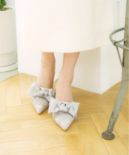 R&E(アールアンドイー)の「【25SS新作】【R&E】リボン付きコットンレースミュールパンプス(パンプス・レディース・ブラック/グレー/アイボリー・LL/S/M/L)」の18枚目の写真