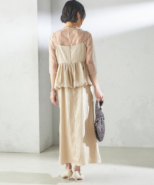 kaene(カエン)の「kaene:バルーン ペプラム ドレス(セレモニー対応可)(ドレス・レディース・ベージュ/ネイビー・ONE SIZE)」の5枚目の写真