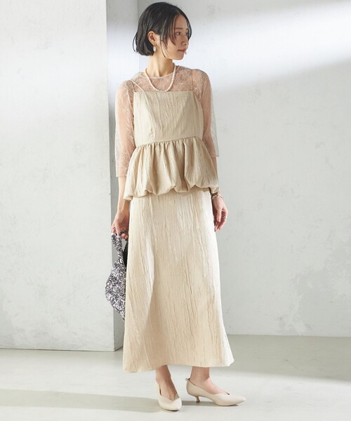 kaene(カエン)の「kaene:バルーン ペプラム ドレス(セレモニー対応可)(ドレス・レディース・ベージュ/ネイビー・ONE SIZE)」の8枚目の写真