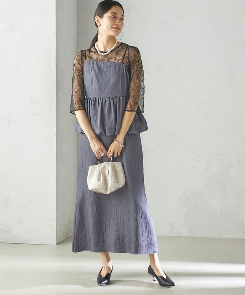kaene(カエン)の「kaene:バルーン ペプラム ドレス(セレモニー対応可)(ドレス・レディース・ベージュ/ネイビー・ONE SIZE)」の14枚目の写真