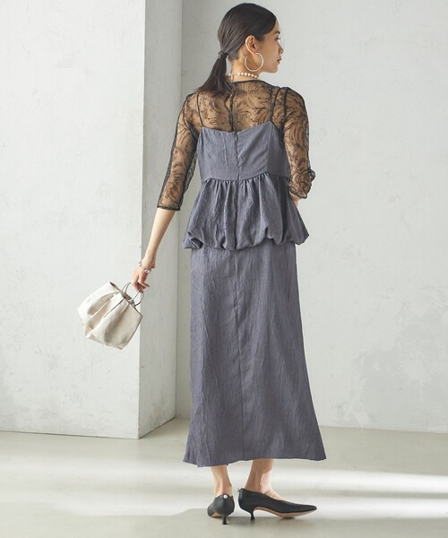 kaene(カエン)の「kaene:バルーン ペプラム ドレス(セレモニー対応可)(ドレス・レディース・ベージュ/ネイビー・ONE SIZE)」の15枚目の写真